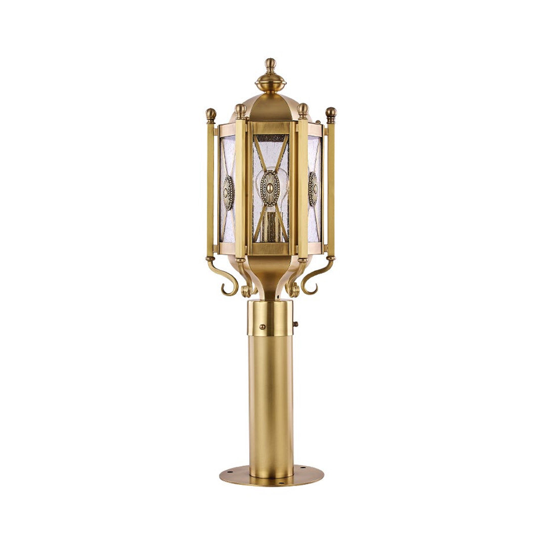 Copper Path Light — Solid Brass, Clear Glass Shade, E27, IP55 Weatherproof, Hardwired