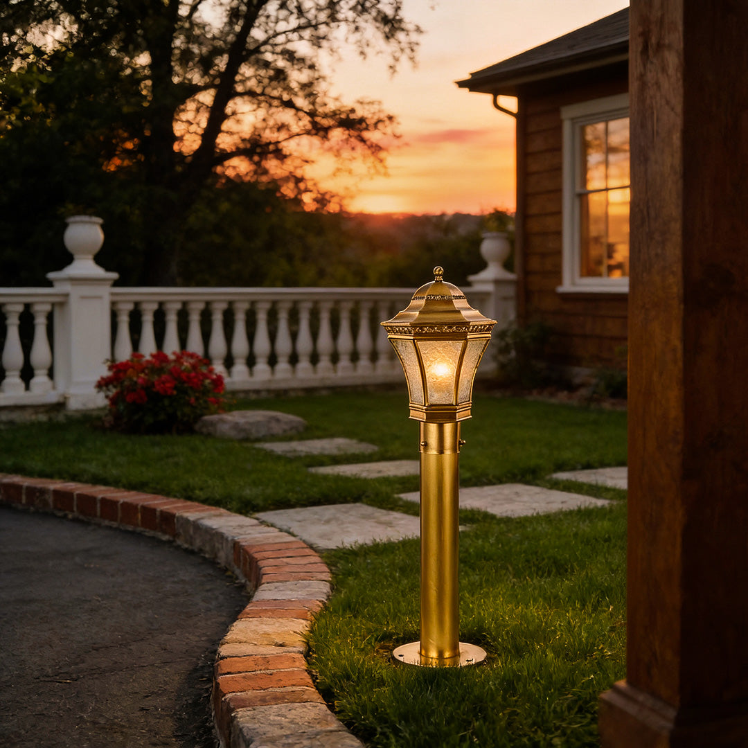 Antique Copper Outdoor Path Light — Solid Copper, Glass, IP55 Weatherproof, E27/E14, 3 Sizes