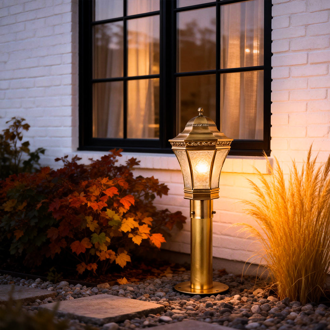 Antique Copper Outdoor Path Light — Solid Copper, Glass, IP55 Weatherproof, E27/E14, 3 Sizes