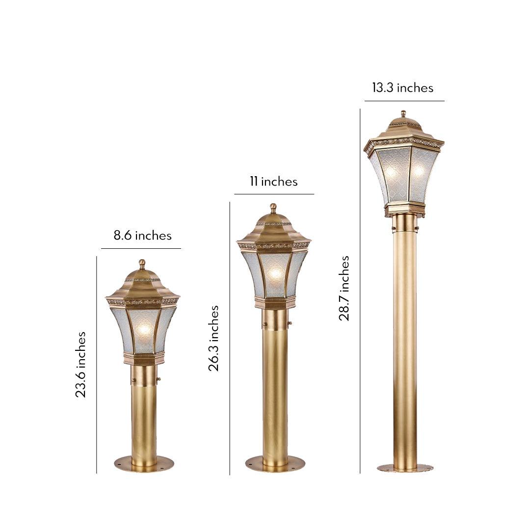 Antique Copper Outdoor Path Light — Solid Copper, Glass, IP55 Weatherproof, E27/E14, 3 Sizes