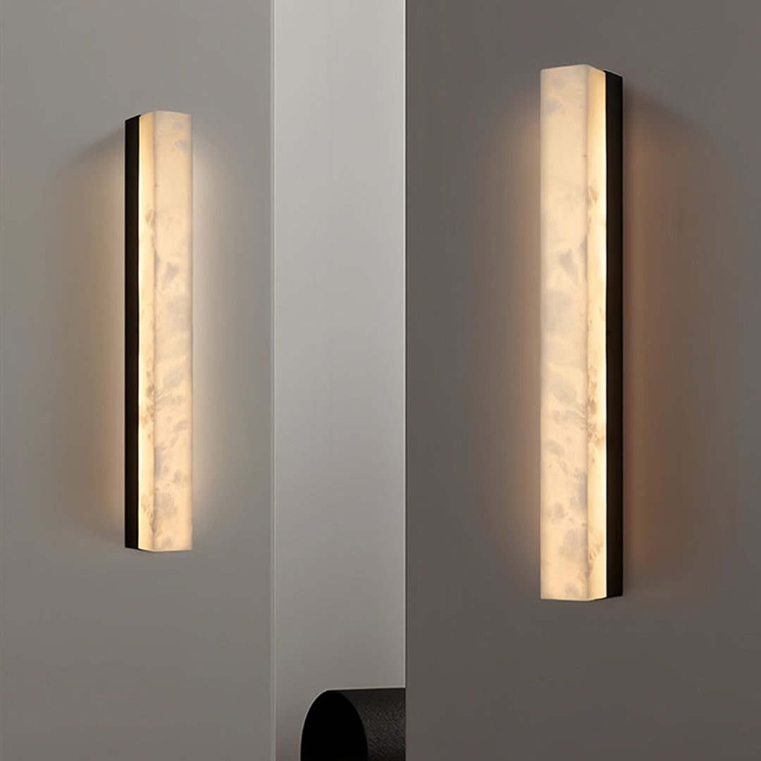 Modern Minimalist Linear Wall Sconce — Hammered Copper and Marble, LED, 3000K, 40cm–100cm