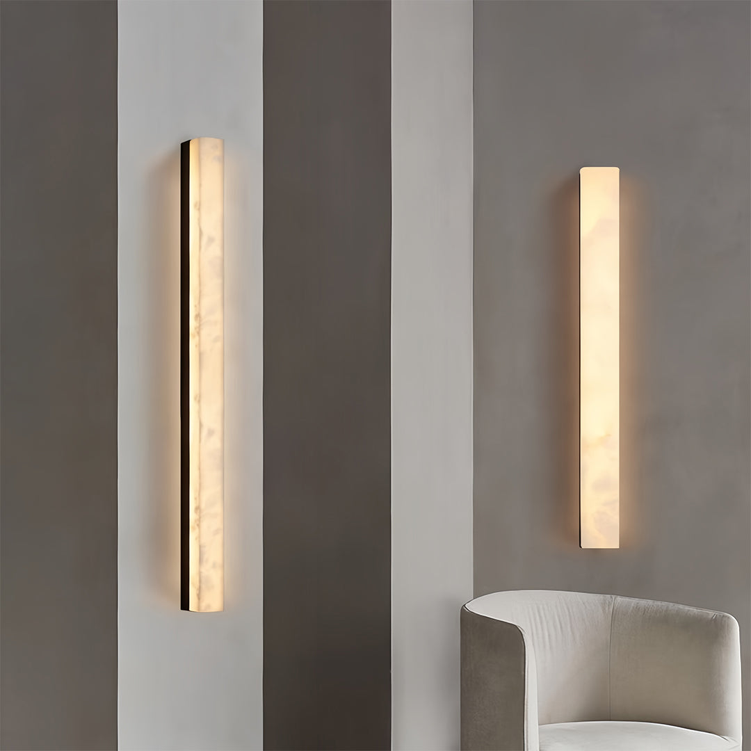 Modern Minimalist Linear Wall Sconce — Hammered Copper and Marble, LED, 3000K, 40cm–100cm