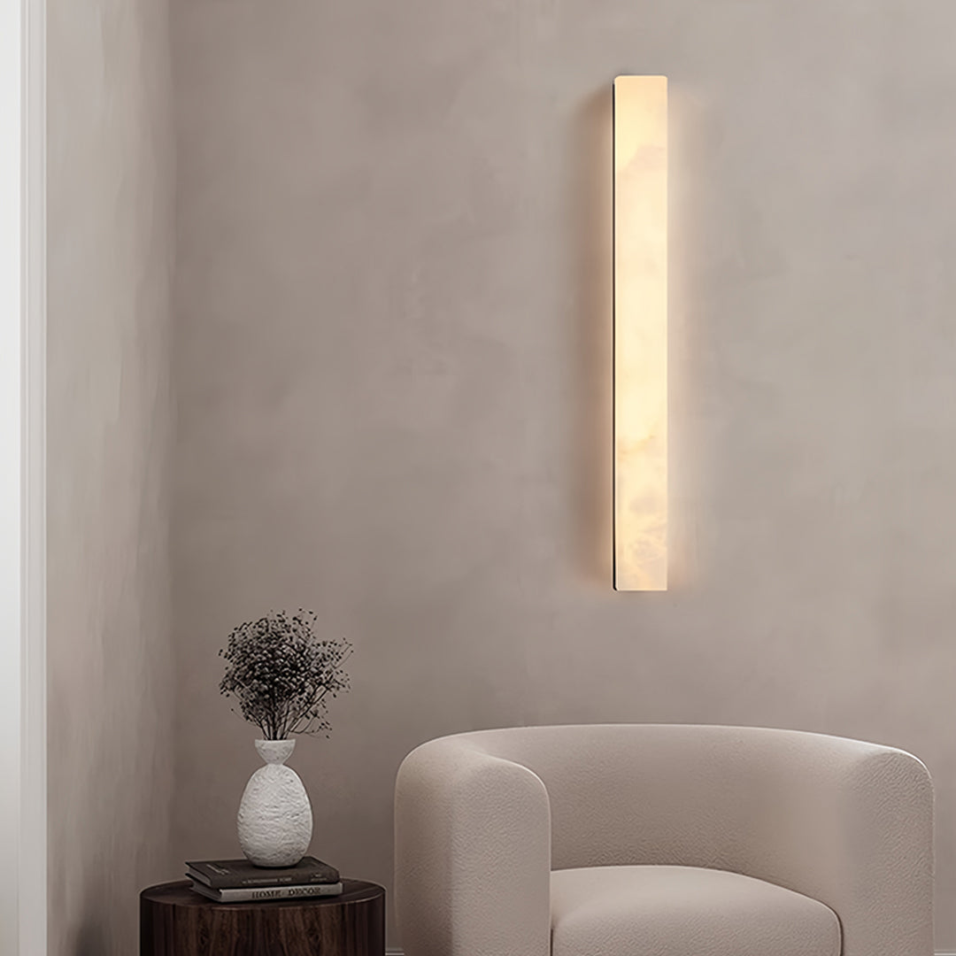 Modern Minimalist Linear Wall Sconce — Hammered Copper and Marble, LED, 3000K, 40cm–100cm