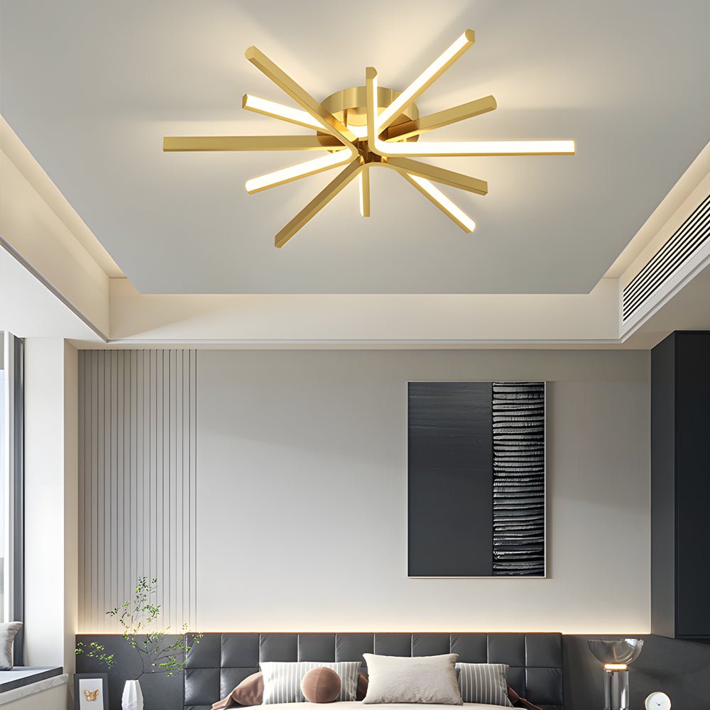 copper starburst ceiling light star shaped lighting fixture