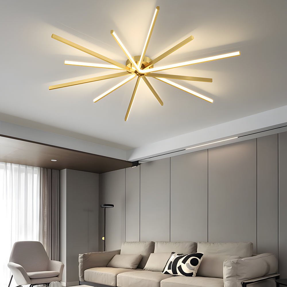 copper starburst ceiling light star shaped lighting fixture