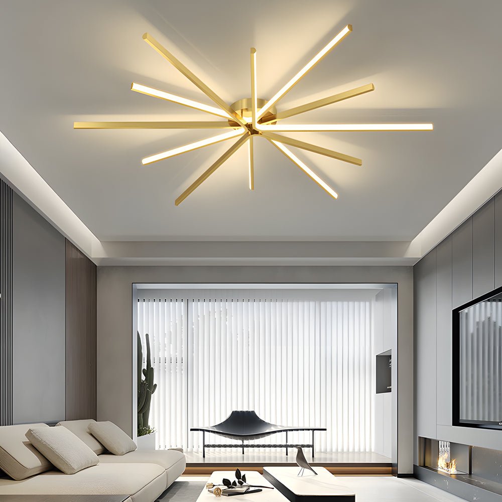 copper starburst ceiling light star shaped lighting fixture
