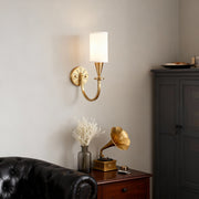 Copper Wall Sconce with Fabric Shade — Bronze Finish, E14, Hardwired, 1-Light