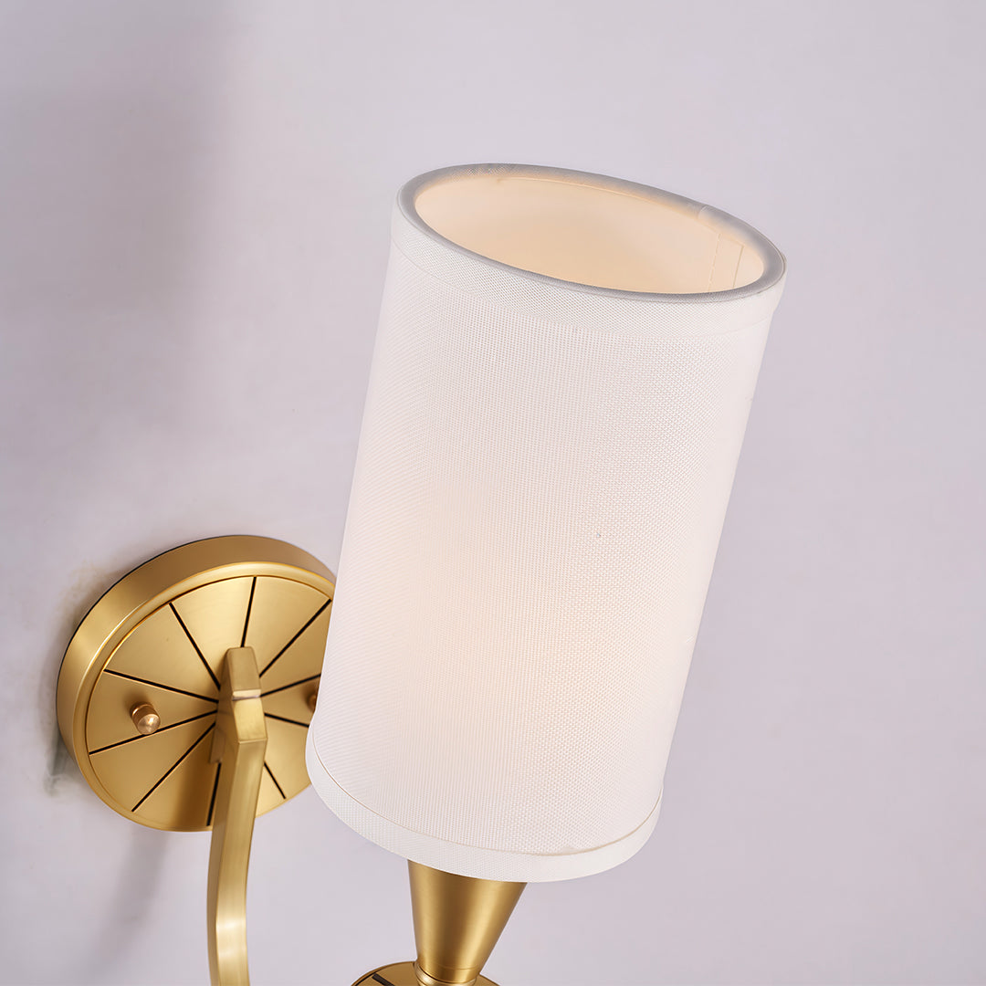 Copper Wall Sconce with Fabric Shade — Bronze Finish, E14, Hardwired, 1-Light