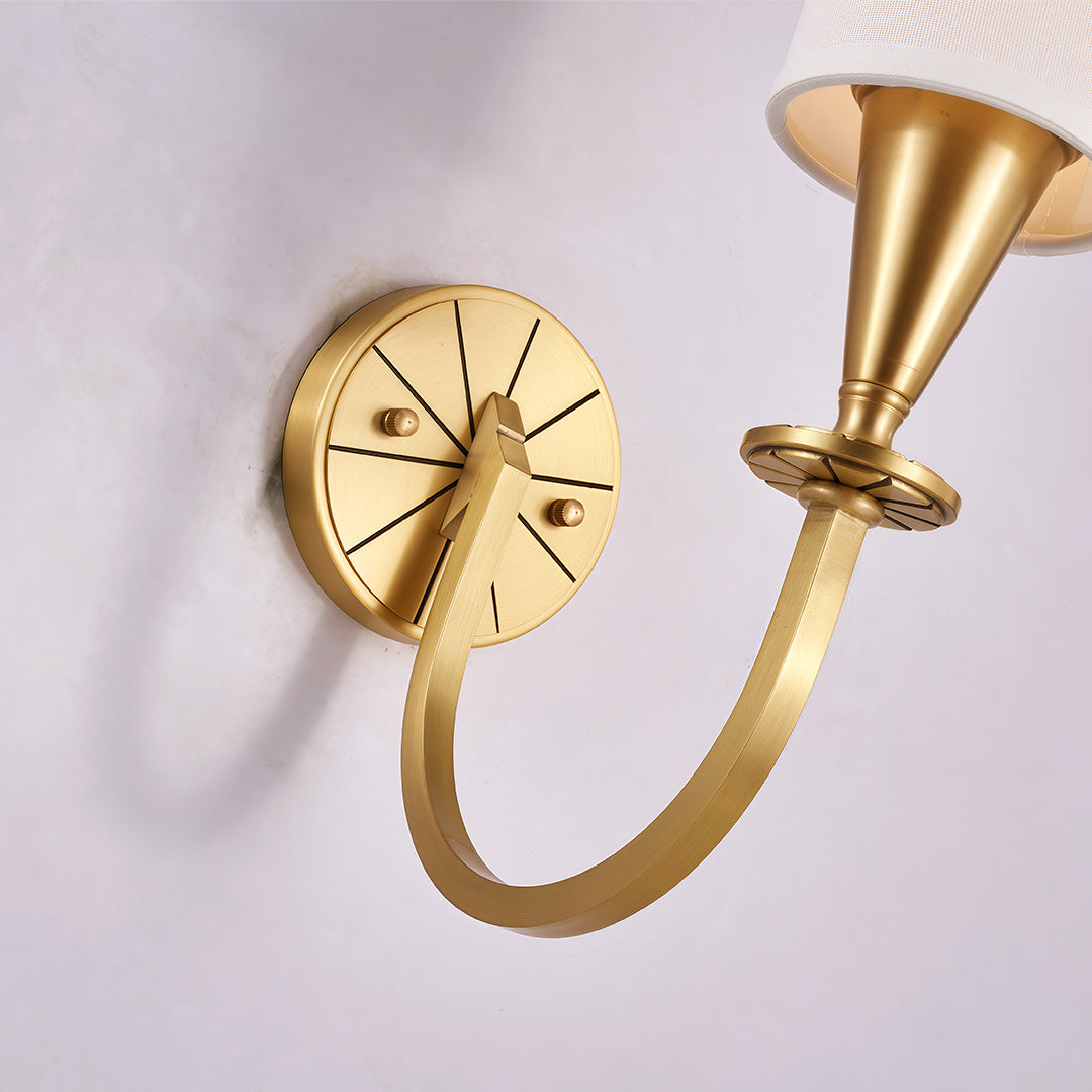 Copper Wall Sconce with Fabric Shade — Bronze Finish, E14, Hardwired, 1-Light