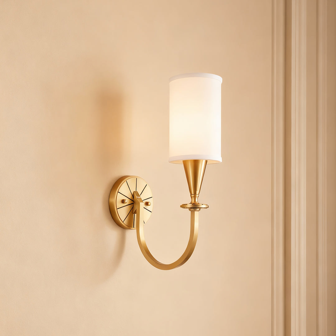 Copper Wall Sconce with Fabric Shade — Bronze Finish, E14, Hardwired, 1-Light