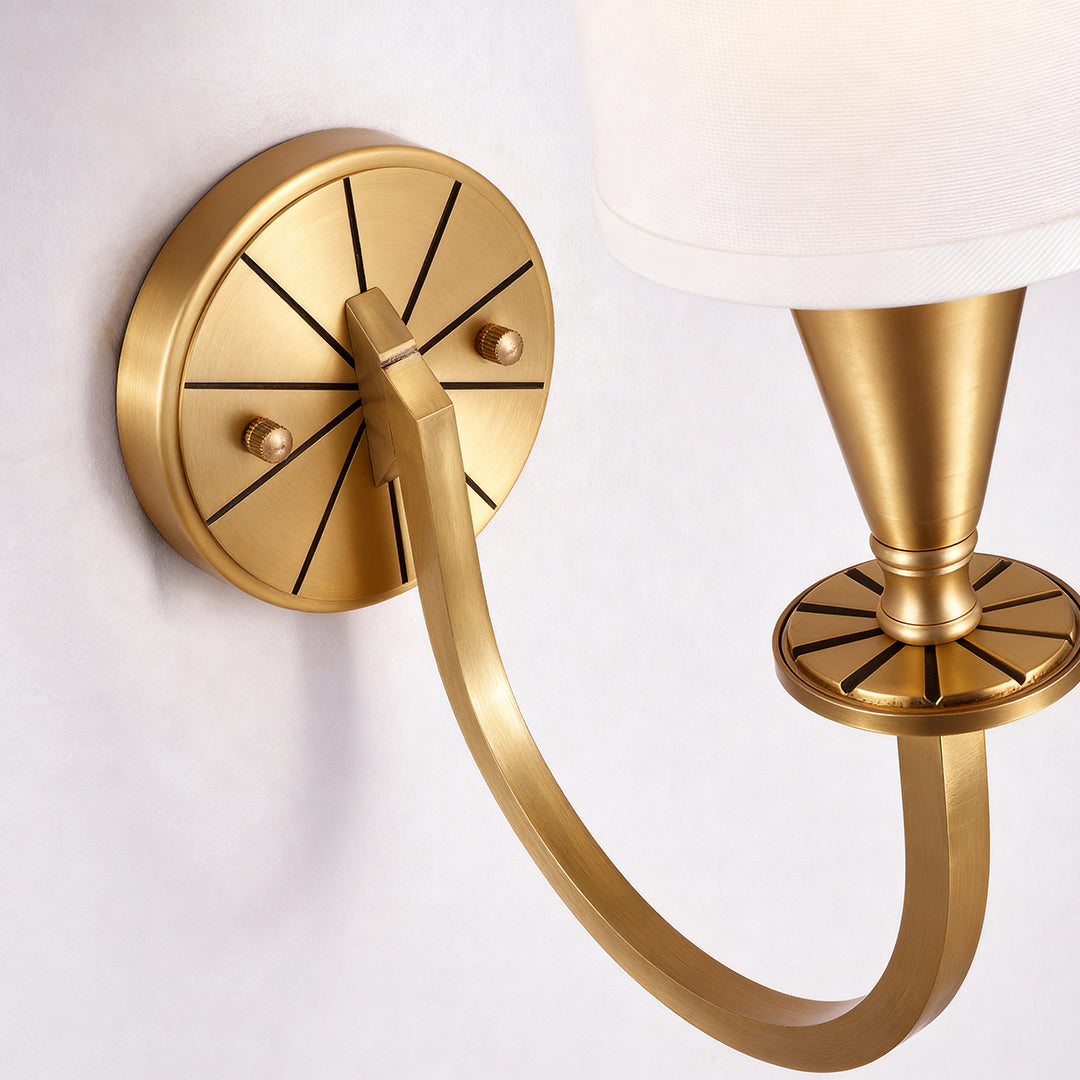 Copper Wall Sconce with Fabric Shade — Bronze Finish, E14, Hardwired, 1-Light