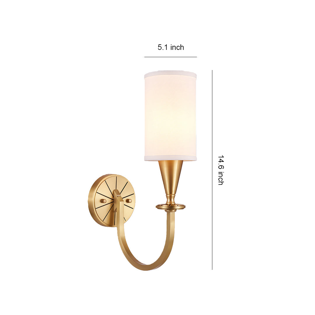 Copper Wall Sconce with Fabric Shade — Bronze Finish, E14, Hardwired, 1-Light