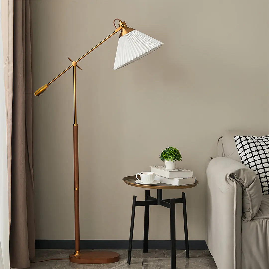 Retro Adjustable Floor Reading Lamp with Swing Arm for Bedroom Tasks Luxe