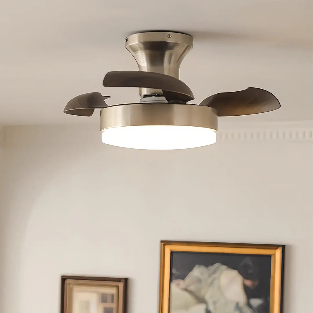 French Retro 3-Blade Silver Ceiling Fan with Light and Hardware Luxe