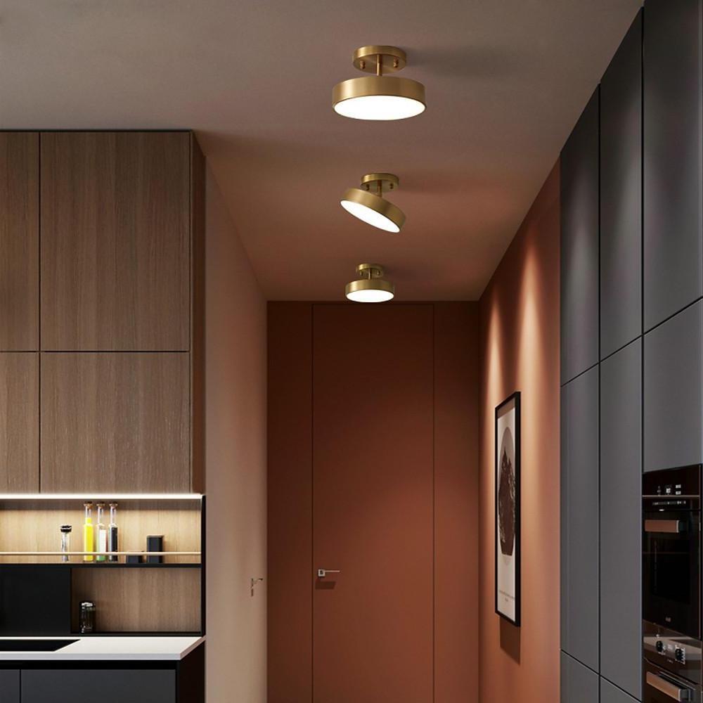 Circular Adjustable LED Flush-Mount Ceiling Light — Electroplated Copper, Acrylic Shade, 12/18W, 3000K/4500K/6500K