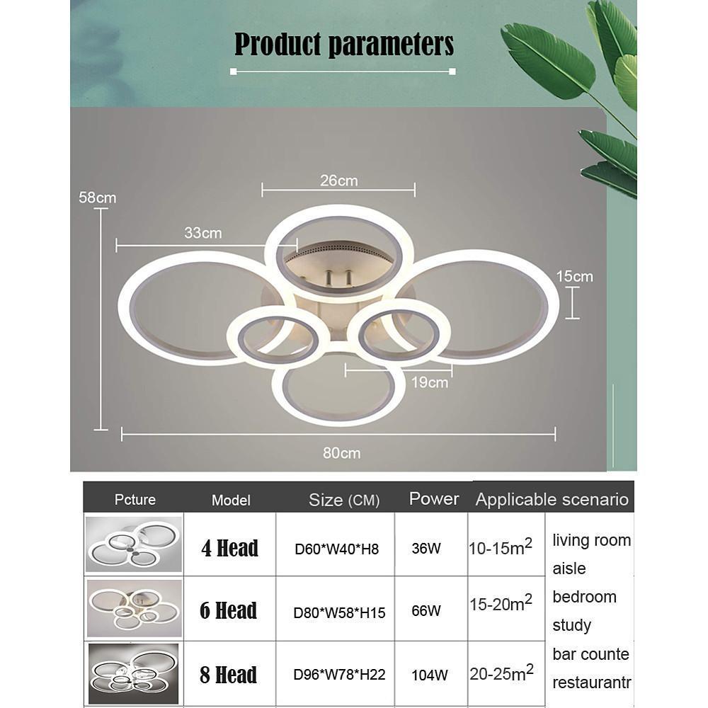Tiered Circles Flush-Mount Ceiling Light — Aluminum & Acrylic, 2800K–7000K, 4-Light / 6-Light / 8-Light