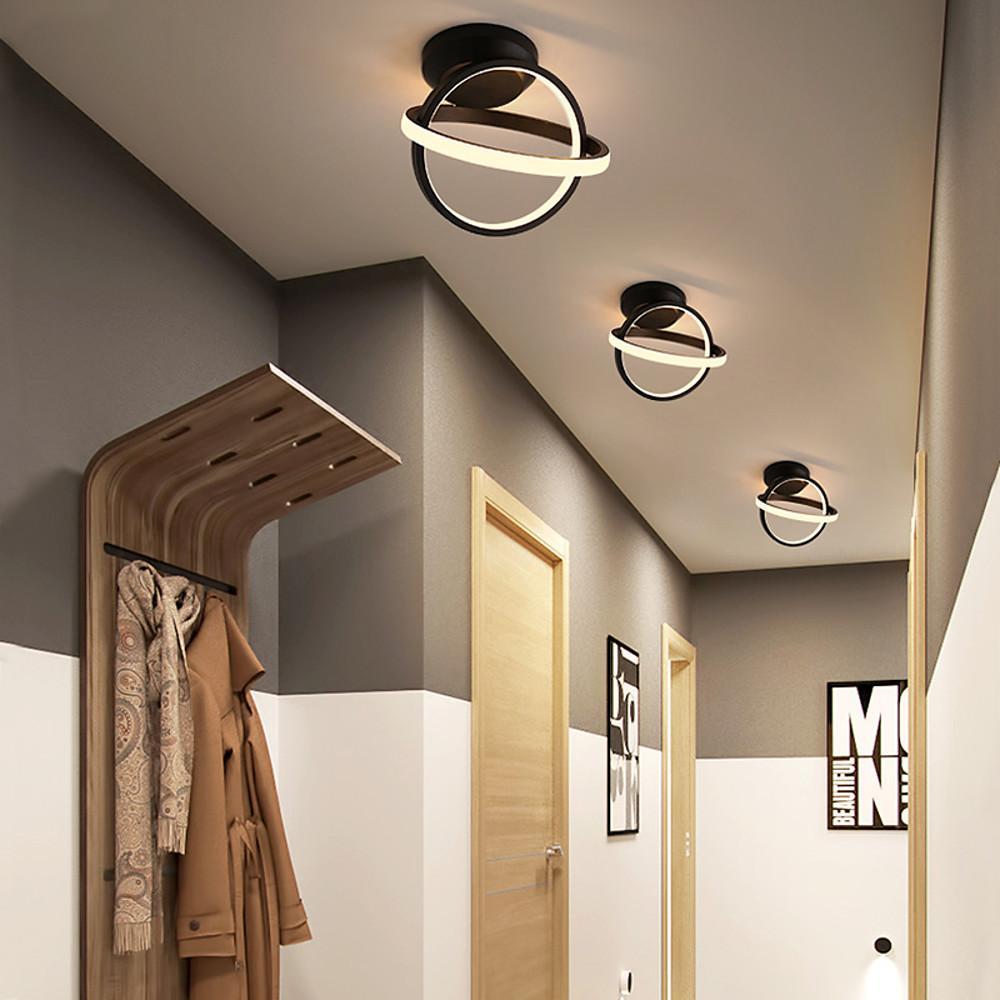 Interlaced Circles LED Flush-Mount Ceiling Light — Black Metal, 2-Light, 7.5W, 10" Diameter