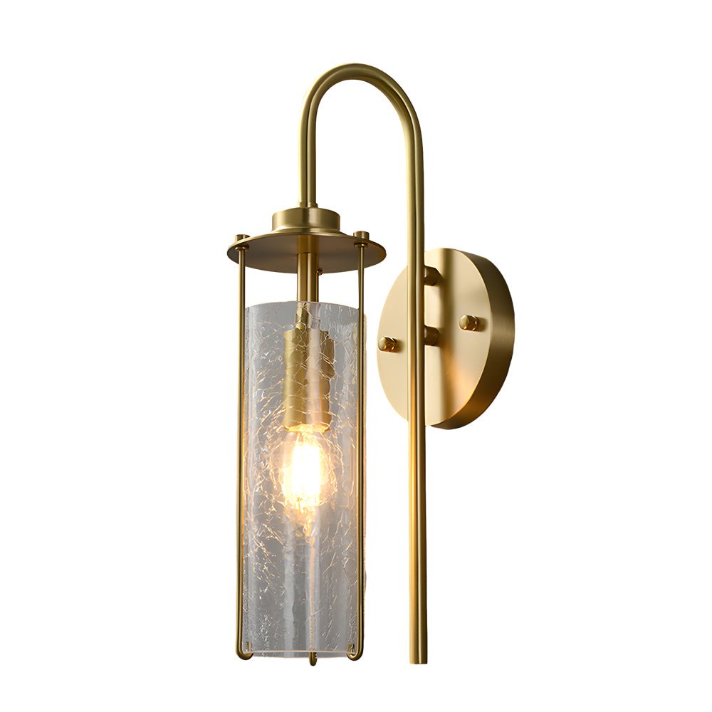 Modern Minimalist Wall Sconce — Cracked Glass Shade, Copper Finish, E14, 60W Max