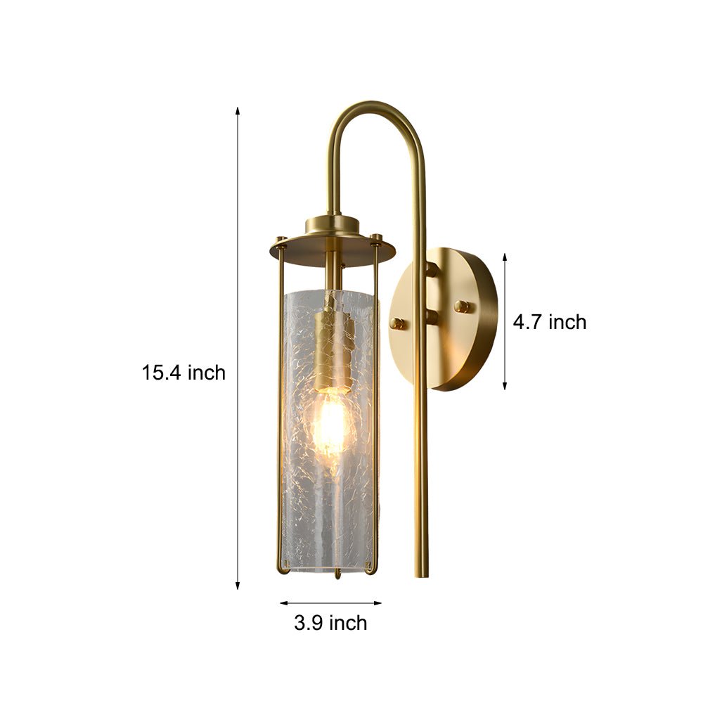 Modern Minimalist Wall Sconce — Cracked Glass Shade, Copper Finish, E14, 60W Max