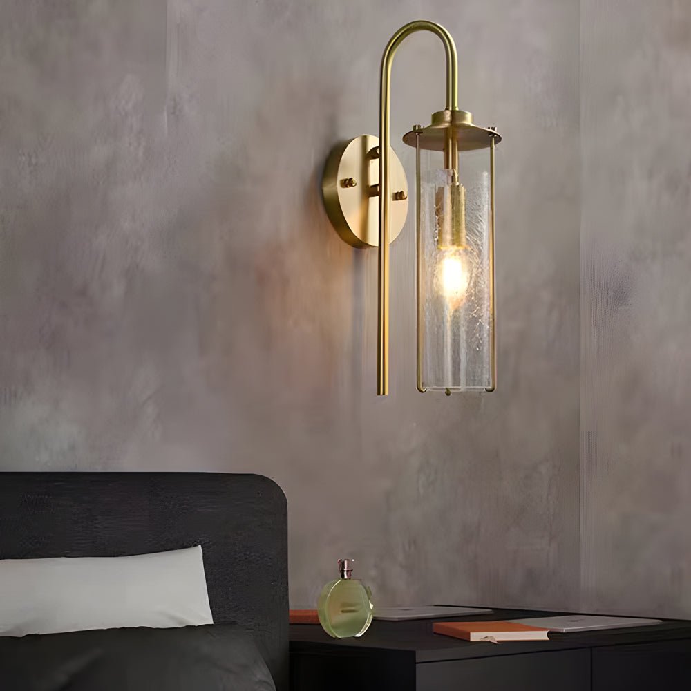 Modern Minimalist Wall Sconce — Cracked Glass Shade, Copper Finish, E14, 60W Max