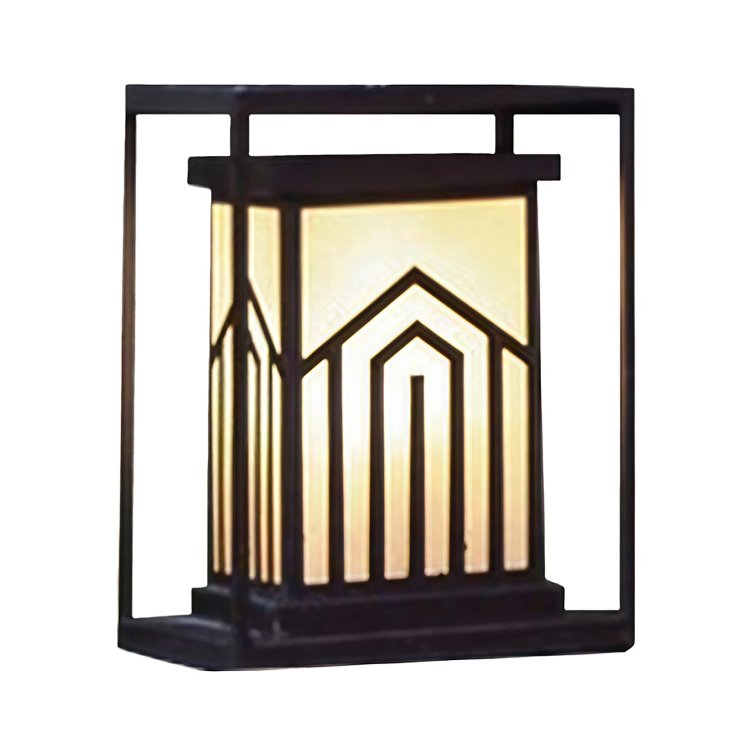 Marble-Effect Outdoor Lantern Path Light — Black Stainless Steel, Solar / Hardwired, IP65, 4 Sizes