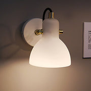 Minimalist Wall Sconce — White Glass, 235° Rotatable, E14, Hardwired