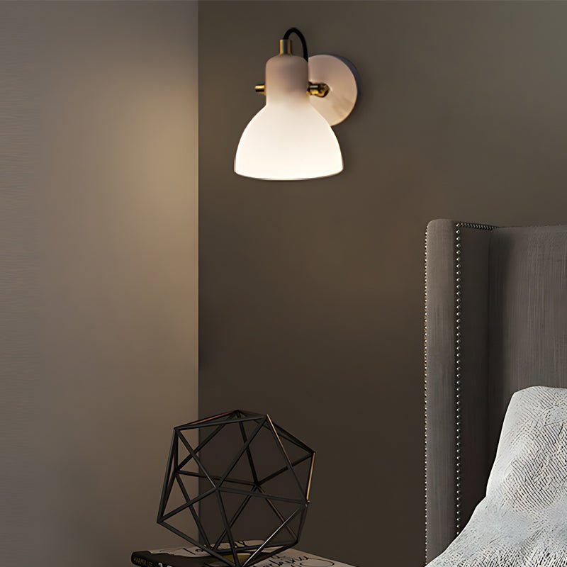 Minimalist Wall Sconce — White Glass, 235° Rotatable, E14, Hardwired