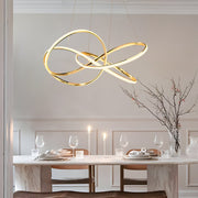 Circular Curved-Line Modern Chandelier — Aluminum & Silicone, LED, 3-Step Dimming (3000K/4500K/6000K), 23.6" or 31.5"