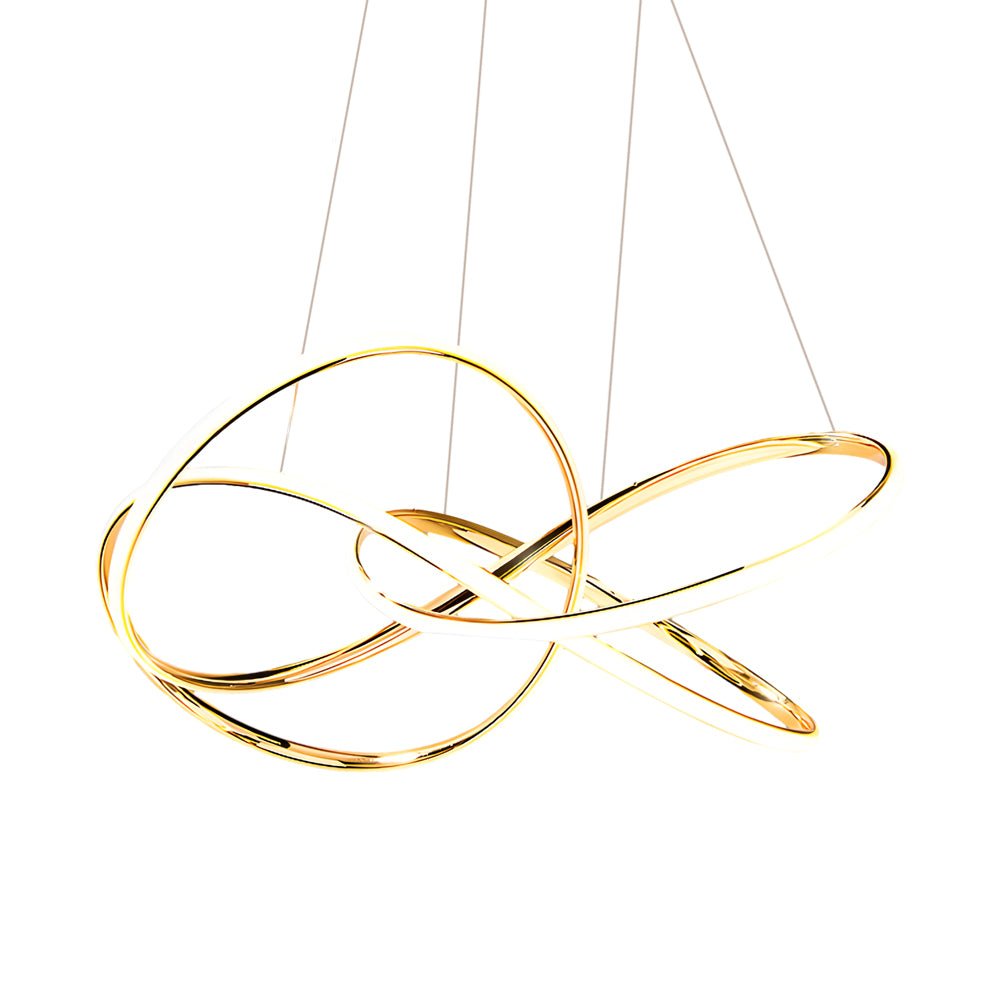 Circular Curved-Line Modern Chandelier — Aluminum & Silicone, LED, 3-Step Dimming (3000K/4500K/6000K), 23.6" or 31.5"