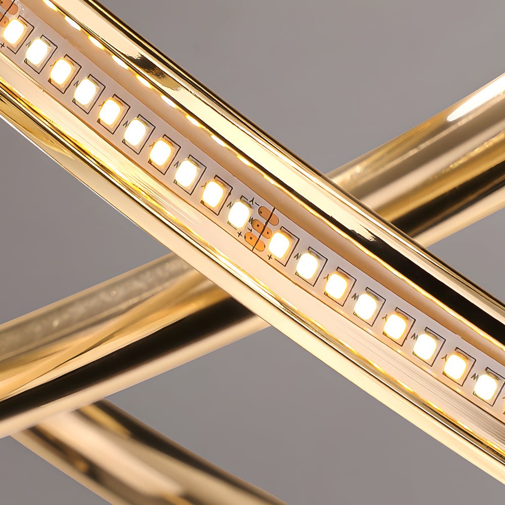 Circular Curved-Line Modern Chandelier — Aluminum & Silicone, LED, 3-Step Dimming (3000K/4500K/6000K), 23.6" or 31.5"