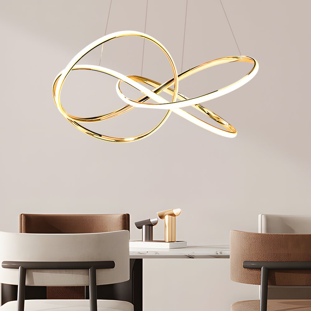 Circular Curved-Line Modern Chandelier — Aluminum & Silicone, LED, 3-Step Dimming (3000K/4500K/6000K), 23.6" or 31.5"