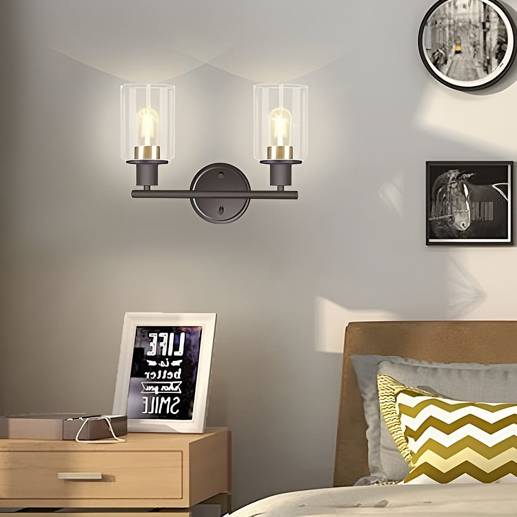 creative industrial plug in glass wall sconce for bathroom and bedroom vanity lighting