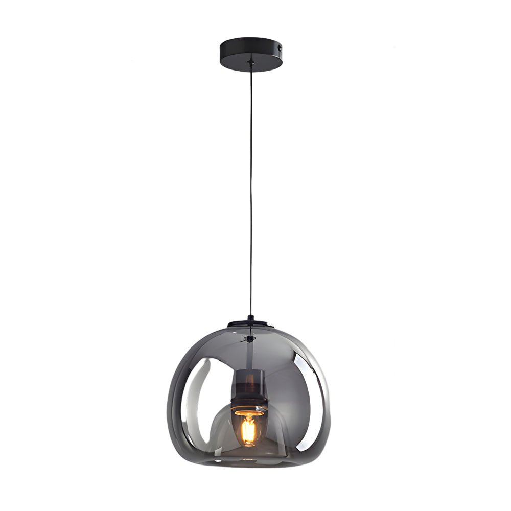 Smoke Gray Glass Mini Pendant — Modern, E27, 9.8" Diameter, 59.1" Cord, 3000K