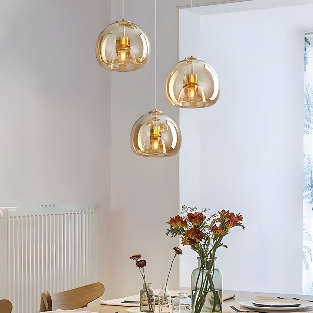 Smoke Gray Glass Mini Pendant — Modern, E27, 9.8" Diameter, 59.1" Cord, 3000K