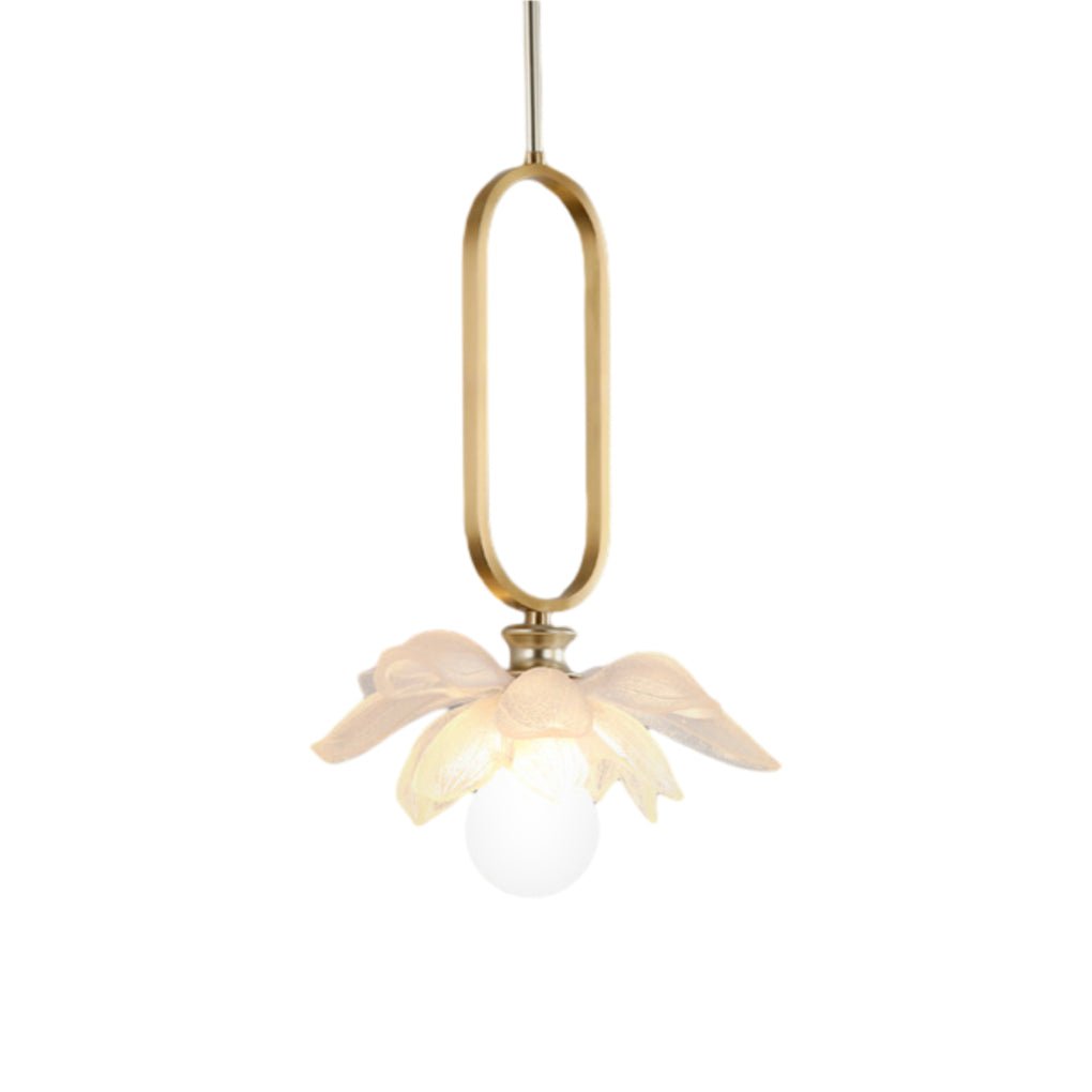 Lotus Flower Mini Pendant — Resin, Hand-Carved, LED, 11" × 15.7", Pink / Blue / Transparent