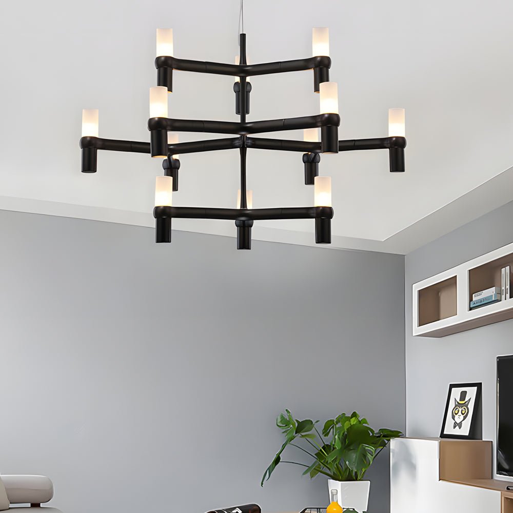 Geometric Multi-Layer Modern Chandelier — Aluminum, Frosted Glass, LED 3000K, up to 47.2", 1- to 5-Layer