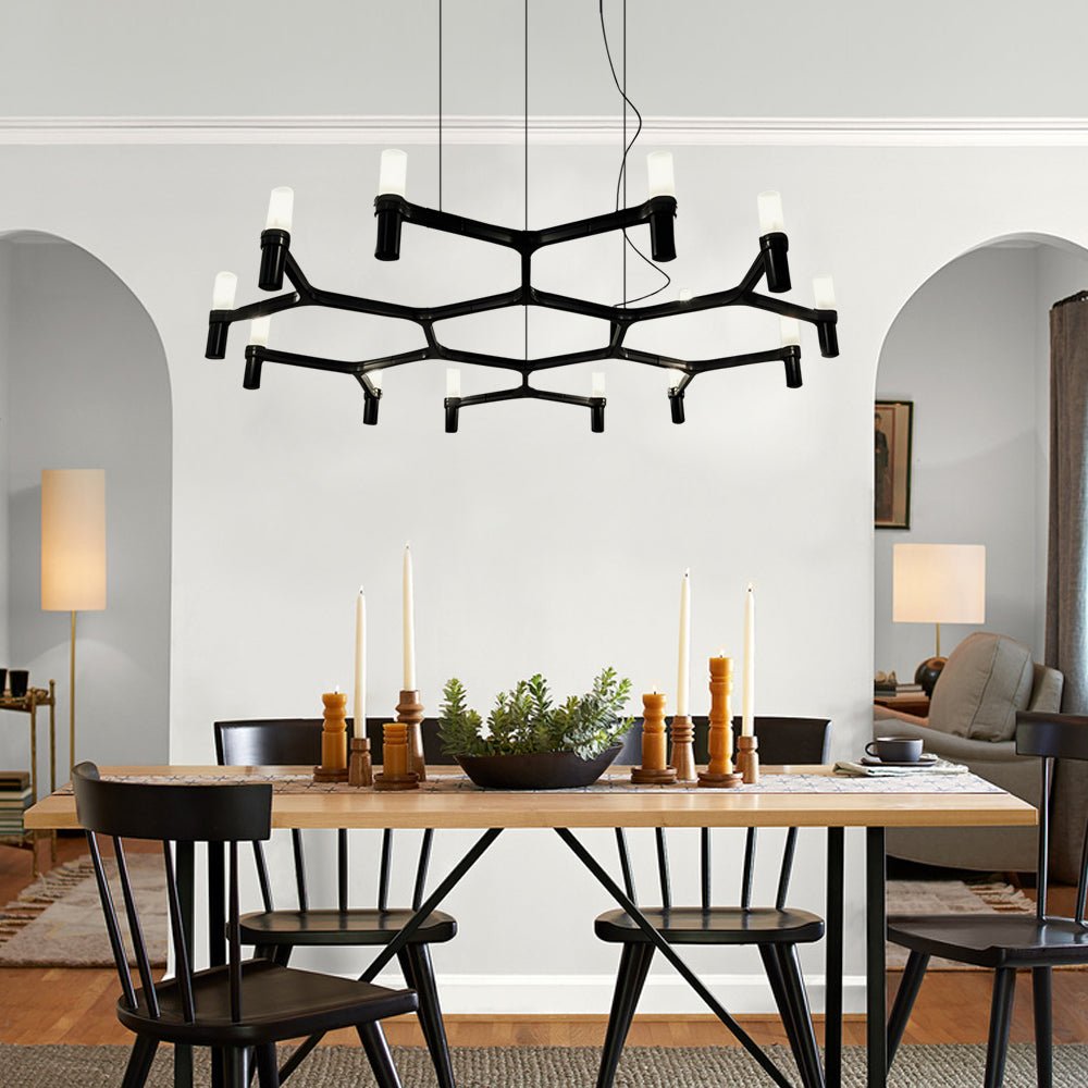 Geometric Multi-Layer Modern Chandelier — Aluminum, Frosted Glass, LED 3000K, up to 47.2", 1- to 5-Layer