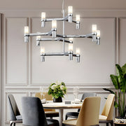 Geometric Multi-Layer Modern Chandelier — Aluminum, Frosted Glass, LED 3000K, up to 47.2", 1- to 5-Layer