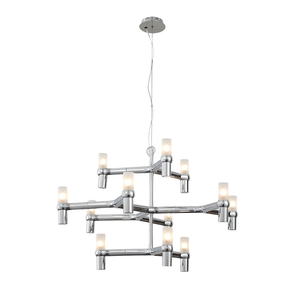 Geometric Multi-Layer Modern Chandelier — Aluminum, Frosted Glass, LED 3000K, up to 47.2", 1- to 5-Layer