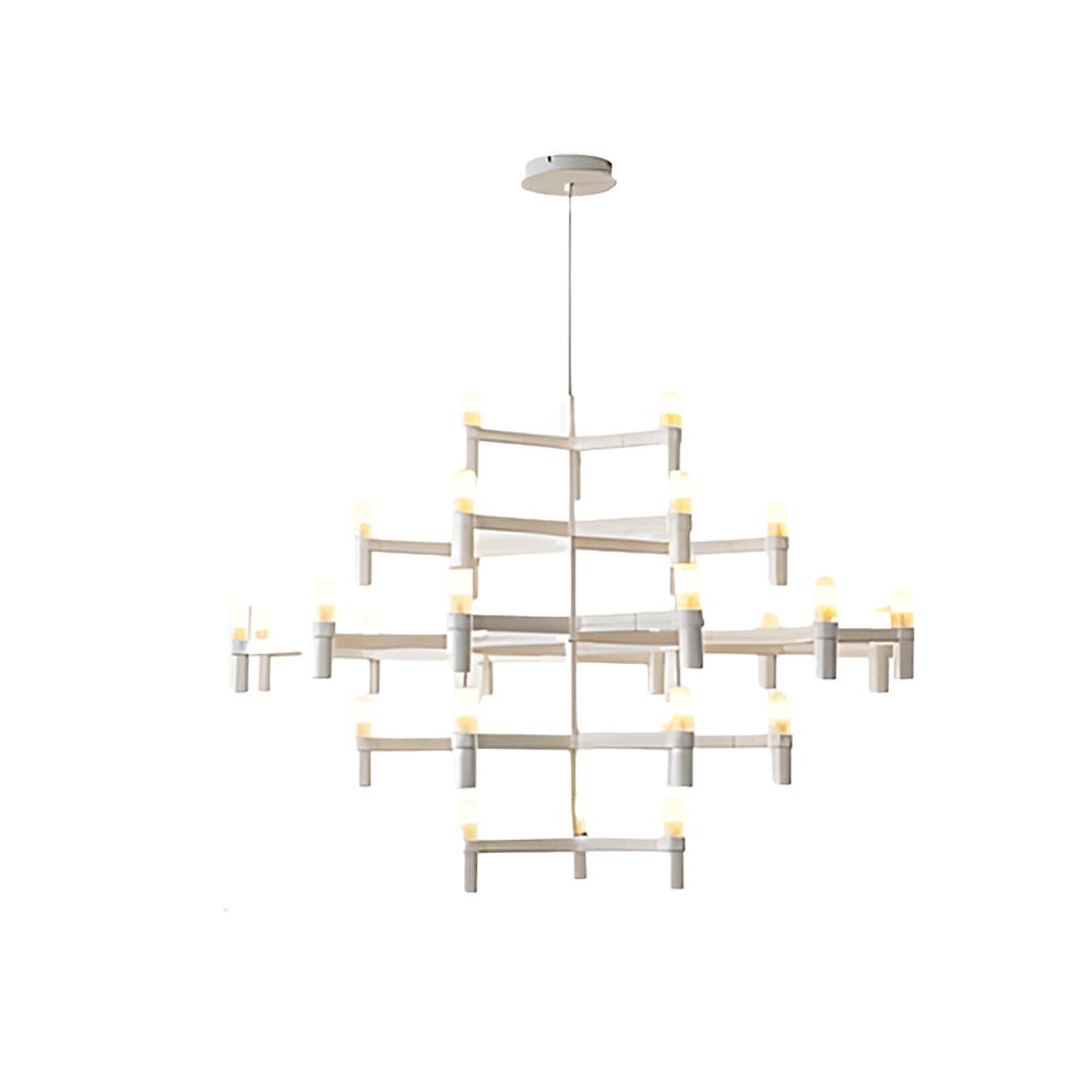 Geometric Multi-Layer Modern Chandelier — Aluminum, Frosted Glass, LED 3000K, up to 47.2", 1- to 5-Layer
