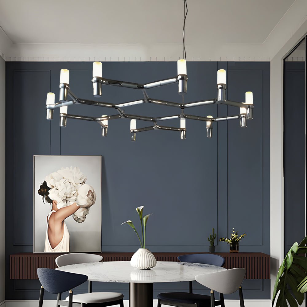 Geometric Multi-Layer Modern Chandelier — Aluminum, Frosted Glass, LED 3000K, up to 47.2", 1- to 5-Layer