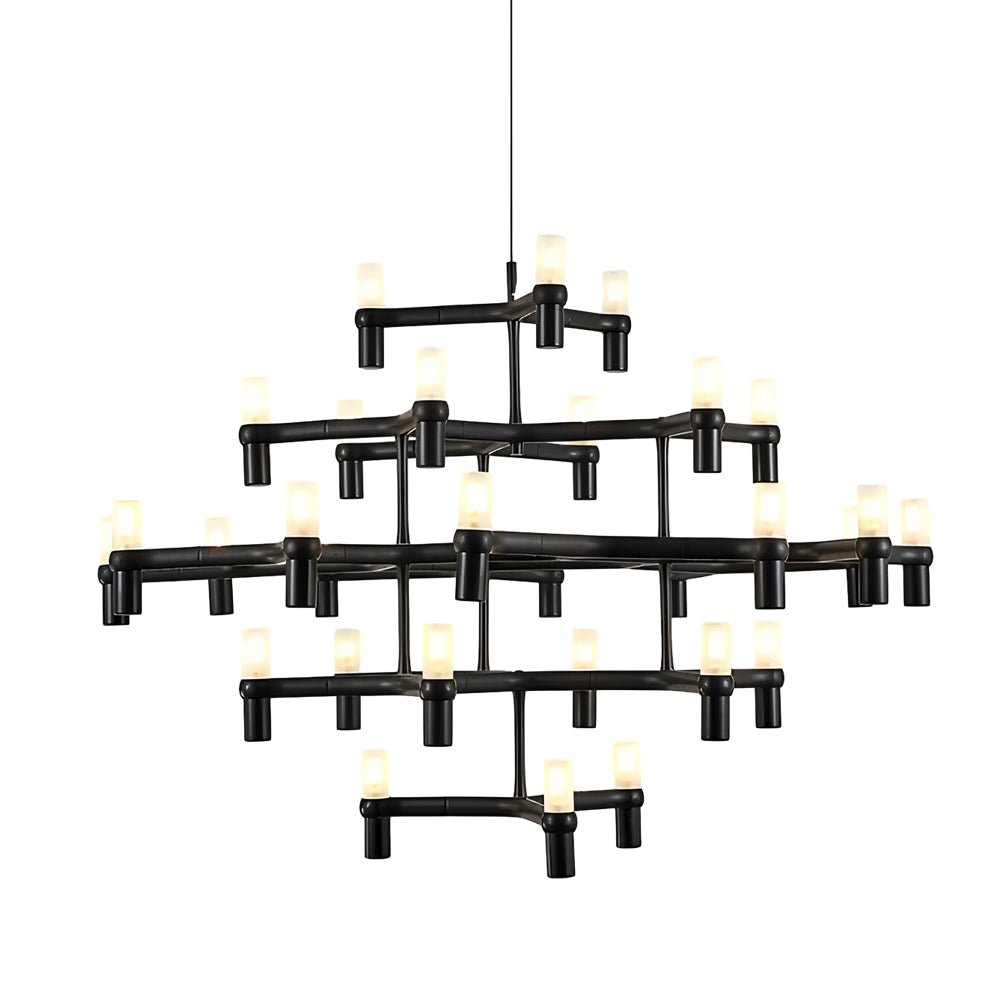Geometric Multi-Layer Modern Chandelier — Aluminum, Frosted Glass, LED 3000K, up to 47.2", 1- to 5-Layer