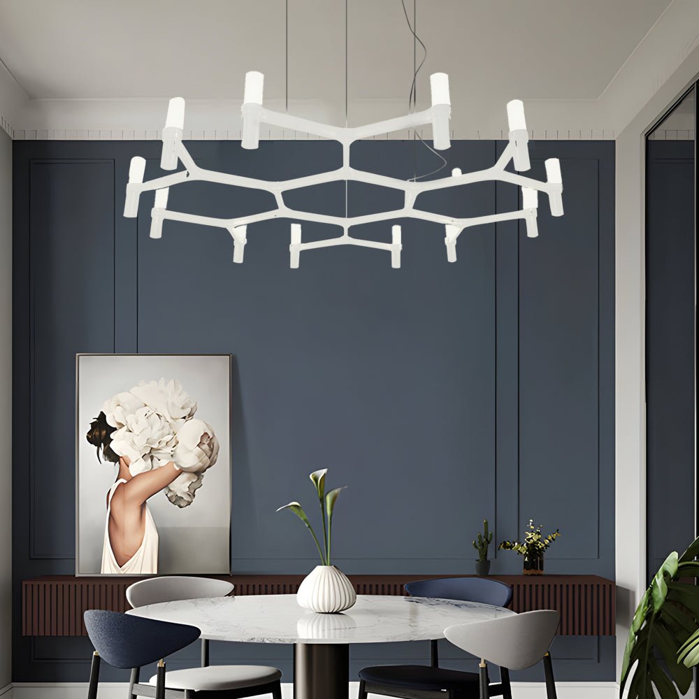 Geometric Multi-Layer Modern Chandelier — Aluminum, Frosted Glass, LED 3000K, up to 47.2", 1- to 5-Layer