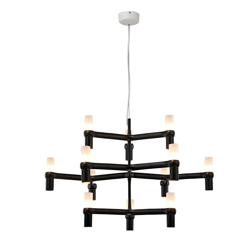 Geometric Multi-Layer Modern Chandelier — Aluminum, Frosted Glass, LED 3000K, up to 47.2", 1- to 5-Layer