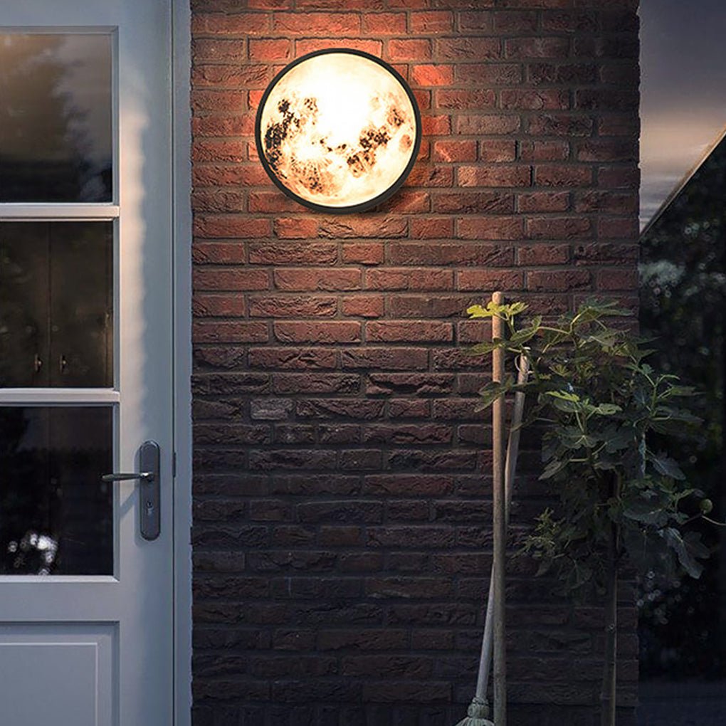 Moon Round Outdoor Wall Sconce — Stainless Steel & Glass, LED 12W, 3000K, IP-Rated Weatherproof
