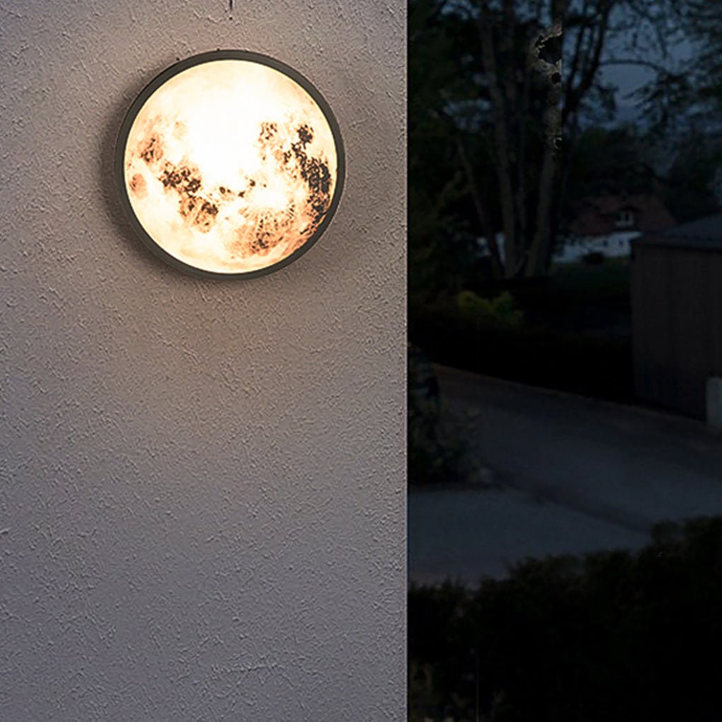Moon Round Outdoor Wall Sconce — Stainless Steel & Glass, LED 12W, 3000K, IP-Rated Weatherproof
