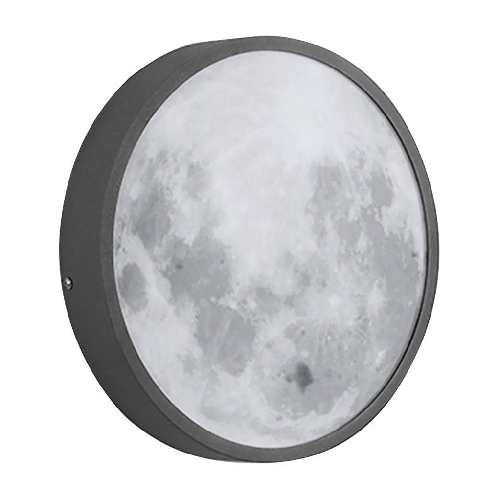 Moon Round Outdoor Wall Sconce — Stainless Steel & Glass, LED 12W, 3000K, IP-Rated Weatherproof