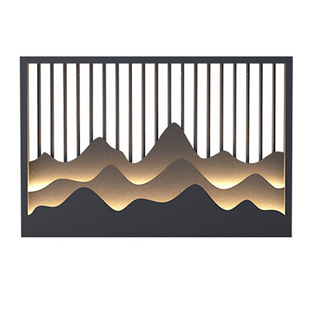 Mountain Carving Outdoor Wall Sconce — Stainless Steel, LED, 3000K Warm White, IP-Sealed, Multiple Sizes