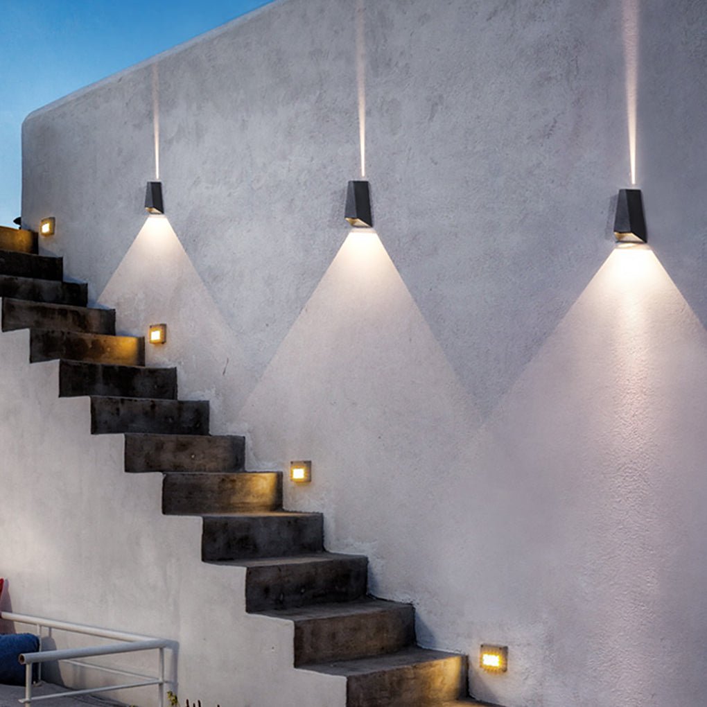 Trapezoidal Up/Down Outdoor Wall Sconce — Black, LED, 6W–10W, IP54, 3000K/6000K