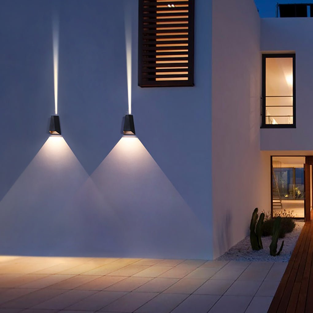 Trapezoidal Up/Down Outdoor Wall Sconce — Black, LED, 6W–10W, IP54, 3000K/6000K